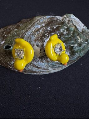 Yellow Duckling Crystal Stud Earrings